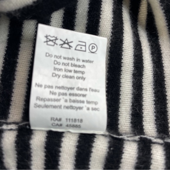 MICHAEL KORS COLLECTION Cashmere Short Sleeve Sweater BLACK/WHITE STRIPE Size XS - Picture 7 of 8